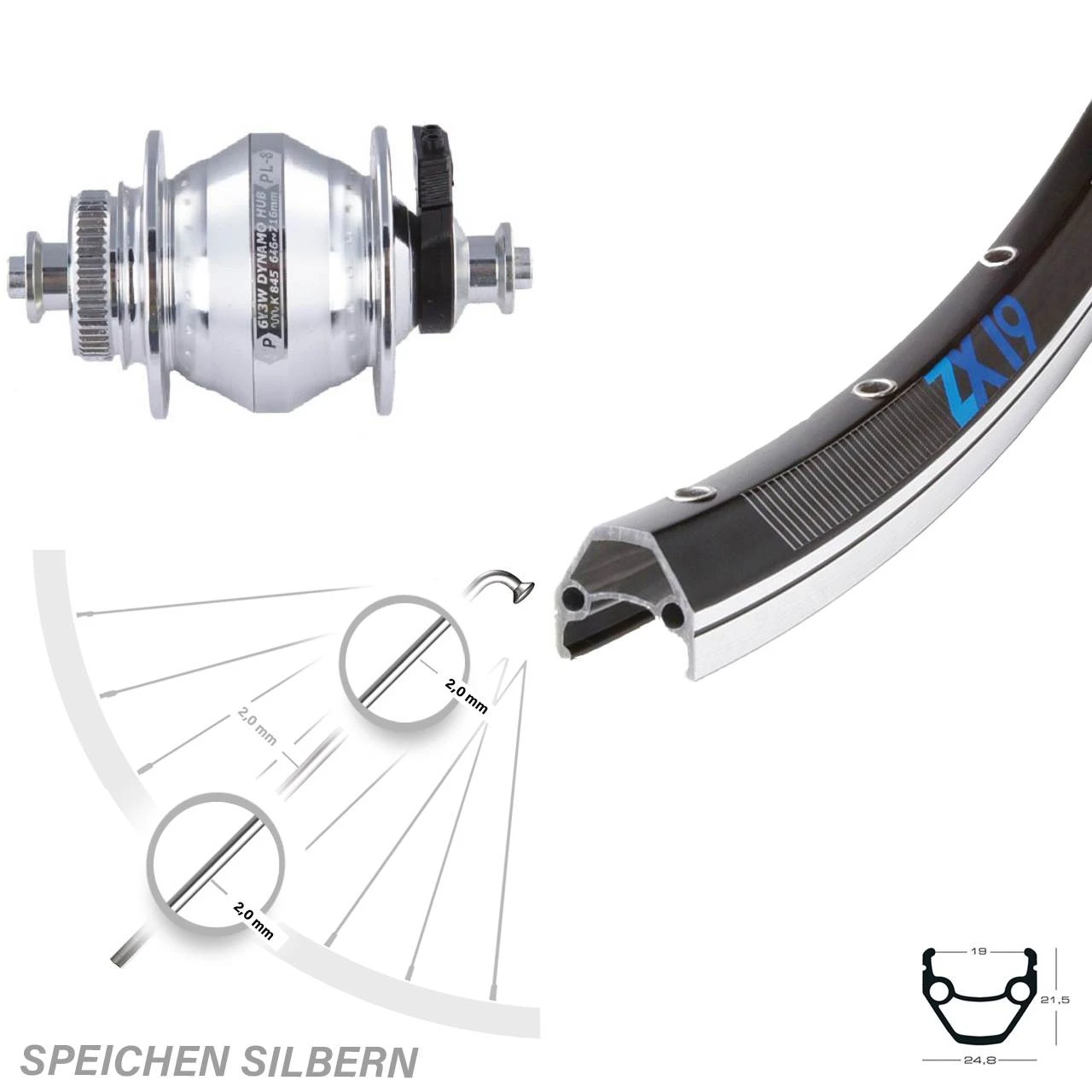26 Zoll Vorderrad Exal ZX19 Mit Nabendynamo Shutter PL-8 Schwarz 3 26 Zoll Vorderrad Exal ZX19 Mit Nabendynamo Shutter PL-8 Schwarz