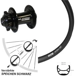26 Zoll Vorderrad Für Steckachse Ryde Andra 321 XLC Evo Schwarz 6-Loch