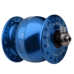 Son 28 Nabendynamo Felgenbremse Hohlachse Blau Eloxiert