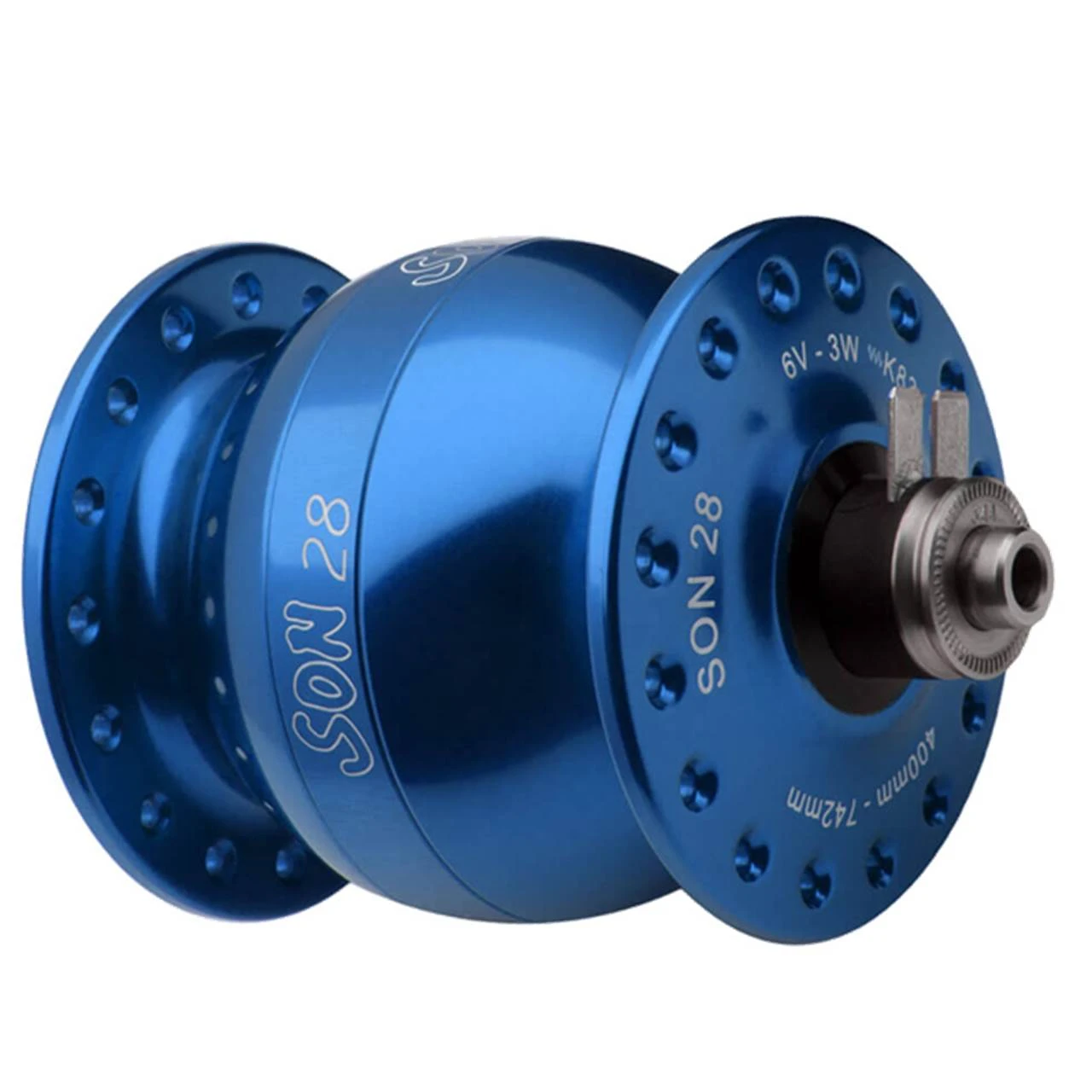 Son 28 Nabendynamo Felgenbremse Hohlachse Blau Eloxiert 3 Son 28 Nabendynamo Felgenbremse Hohlachse Blau Eloxiert