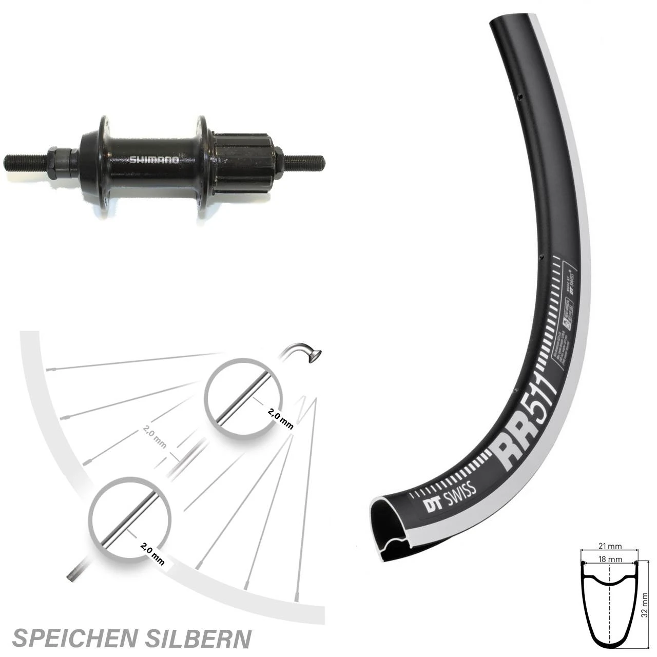 Dt-swiss 28 Zoll DT Swiss RR 511 Rennrad Hinterrad Shimano 130 Mm 7-Fach 3 Dt-swiss 28 Zoll DT Swiss RR 511 Rennrad Hinterrad Shimano 130 Mm 7-Fach