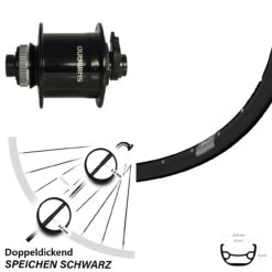 Vorderrad Fahrrad 28 Zoll Ryde Rival 21 Schwarz Shimano XT Nabendynamo Für Steckachse