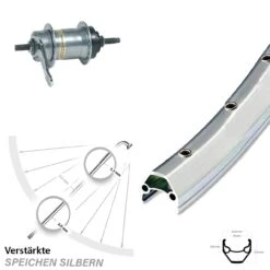 26 Zoll Hinterrad Ryde ZAC 2000 Shimano 3-Gang Mit Rücktritt