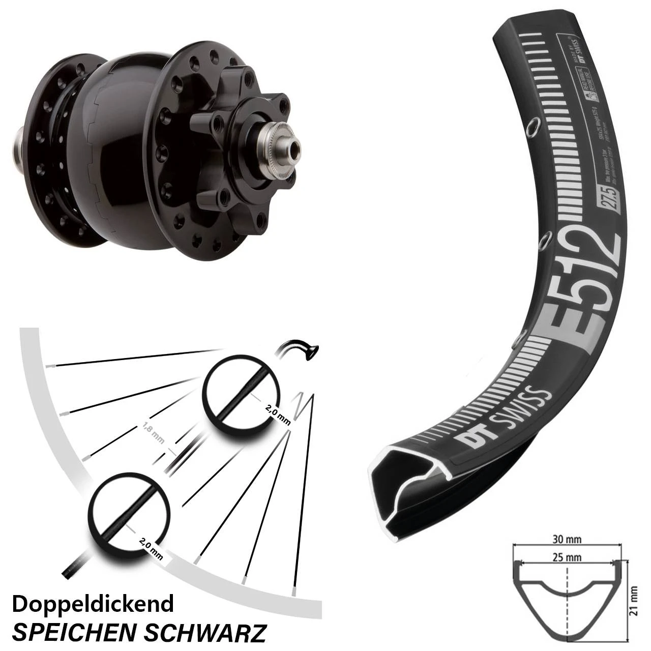 Dt-swiss Vorderrad Mit Nabendynamo 29 Zoll DT Swiss E 512 Son28 3 Dt-swiss Vorderrad Mit Nabendynamo 29 Zoll DT Swiss E 512 Son28