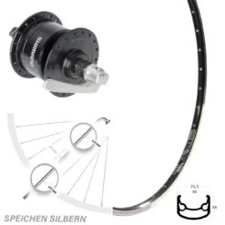 28 Zoll Vorderrad Mit Nabendynamo DRC ST16 Schwarz Shimano DH-3N72