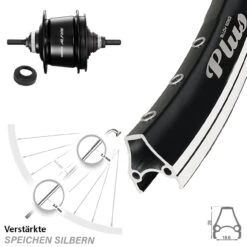 Hinterrad 28 Zoll Rodi Airline Plus Shimano 8-Gang Alfine Schwarz