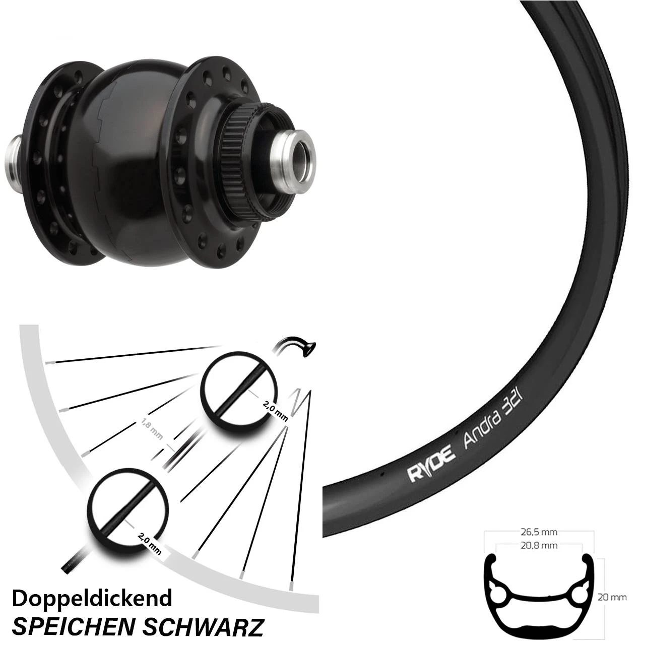 Vorderrad Mit Nabendynamo Son 28-12 Centerlock Ryde Andra 321 27,5 Zoll 3 Vorderrad Mit Nabendynamo Son 28-12 Centerlock Ryde Andra 321 27,5 Zoll