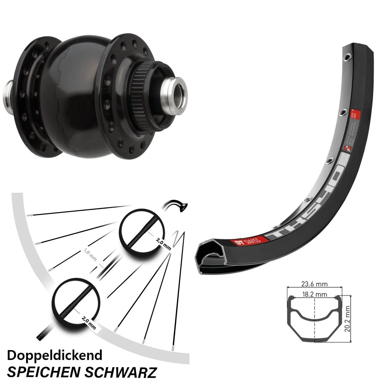 Dt-swiss 28, 29 Zoll Vorderrad Mit Nabendynamo Son 28-12 Centerlock DT Swiss TK 540 3 Dt-swiss 28, 29 Zoll Vorderrad Mit Nabendynamo Son 28-12 Centerlock DT Swiss TK 540