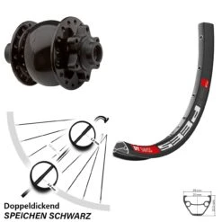 Dt-swiss 26 Zoll Fahrrad Nabendynamolaufrad DT Swiss 533 D Son 28-15 6-Loch Schwarz