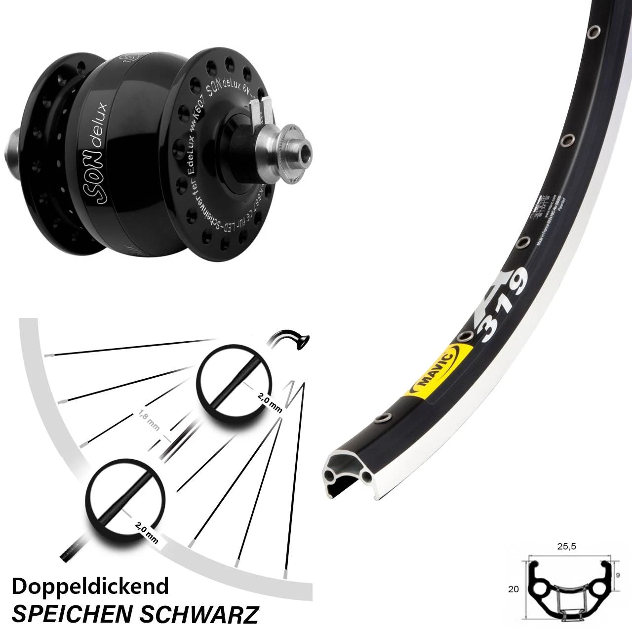 Vorderrad Fahrrad 28 Zoll Mavic A 319 Son Delux Nabendynamo 3 Vorderrad Fahrrad 28 Zoll Mavic A 319 Son Delux Nabendynamo