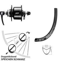 Dt-swiss 28 Zoll Vorderrad Nabendynamo DT Swiss RR 481 DB Shimano XT DH-T8000 Scheibenbremse