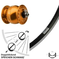 Vorderrad Mit Nabendynamo Son 28 Orange Eloxiert Ryde Andra 35 28 Zoll