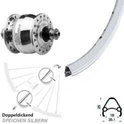 Fahrrad Nabendynamolaufrad Son Delux Silbern Poliert Rodi Airline 28 Zoll