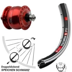 Dt-swiss 26 Zoll Nabendynamo Vorderrad Son Delux Rot DT Swiss 535