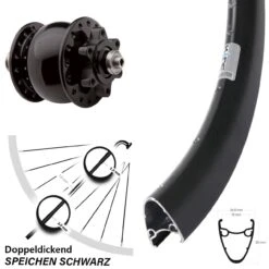 28 Zoll Vorderes Rad Mit Nabendynamo Ryde Dutch 19 Son 28 Für Scheibenbremse Schwarz