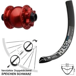 Dt-swiss DT Swiss HX 531 29 Zoll Boost Vorderrad Son 28-15 Nabendynamo Rot