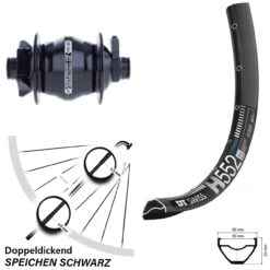 Dt-swiss 27,5 Zoll Vorderrad Mit Nabendynamo DT Swiss H 552 Shutter Precision PD-8X Boost 6-Loch