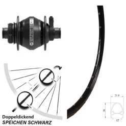 Nabendynamo Exal GR 17 Schwarz Scheibenbrems- Gravel-Laufrad SP PL7 28 Zoll