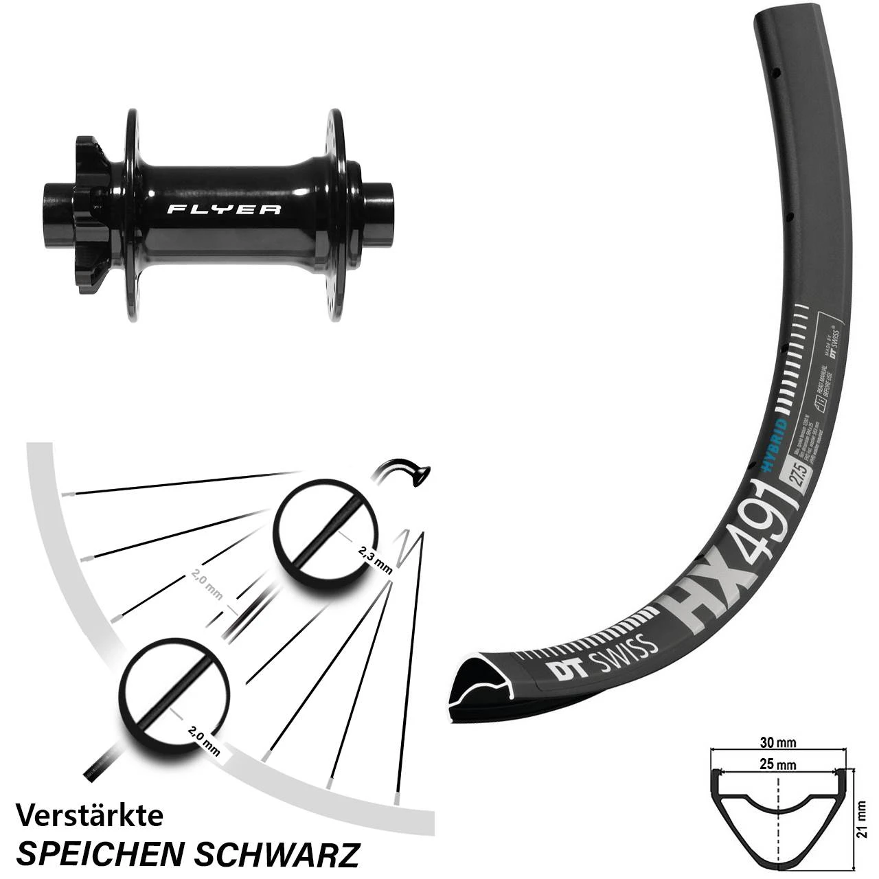 Dt-swiss Formula DC-711 Boost DT Swiss HX 491 27,5 Zoll Vorderrad Für 6-Loch 3 Dt-swiss Formula DC-711 Boost DT Swiss HX 491 27,5 Zoll Vorderrad Für 6-Loch