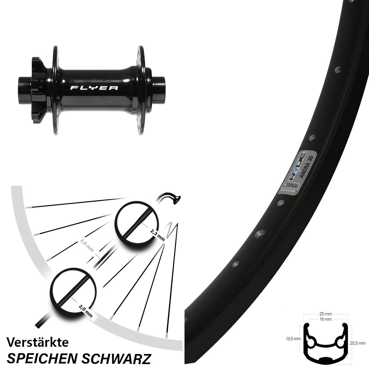 Ryde Andra 30 Disc Scheibenbrems-Vorderrad 29 Zoll Mit Formula DC-711 Boost 3 Ryde Andra 30 Disc Scheibenbrems-Vorderrad 29 Zoll Mit Formula DC-711 Boost