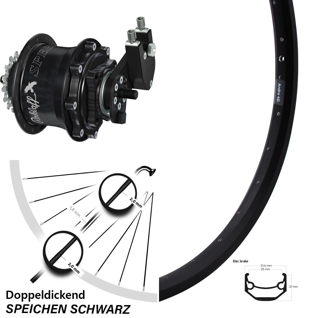 Rohloff Speedhub OEM Disc 27,5 Zoll Hinterrad Ryde Andra 40 3 Rohloff Speedhub OEM Disc 27,5 Zoll Hinterrad Ryde Andra 40