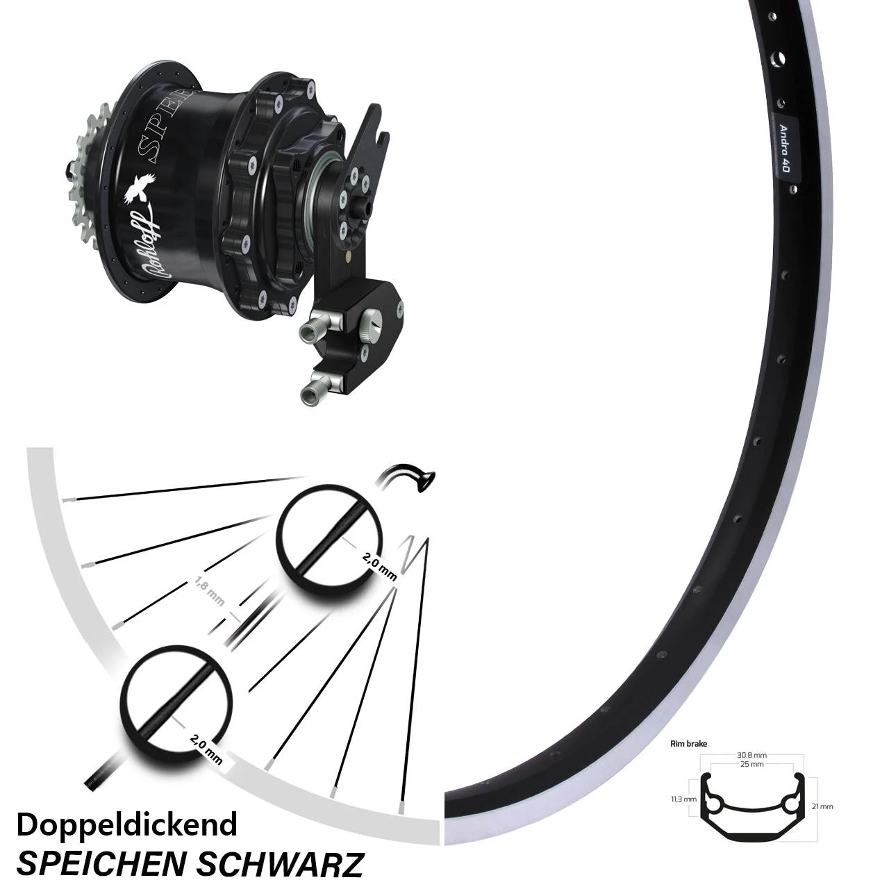 Rohloff Speedhub 500/14 Hinterrad Ryde Andra 40 28 Zoll Schwarz 3 Rohloff Speedhub 500/14 Hinterrad Ryde Andra 40 28 Zoll Schwarz