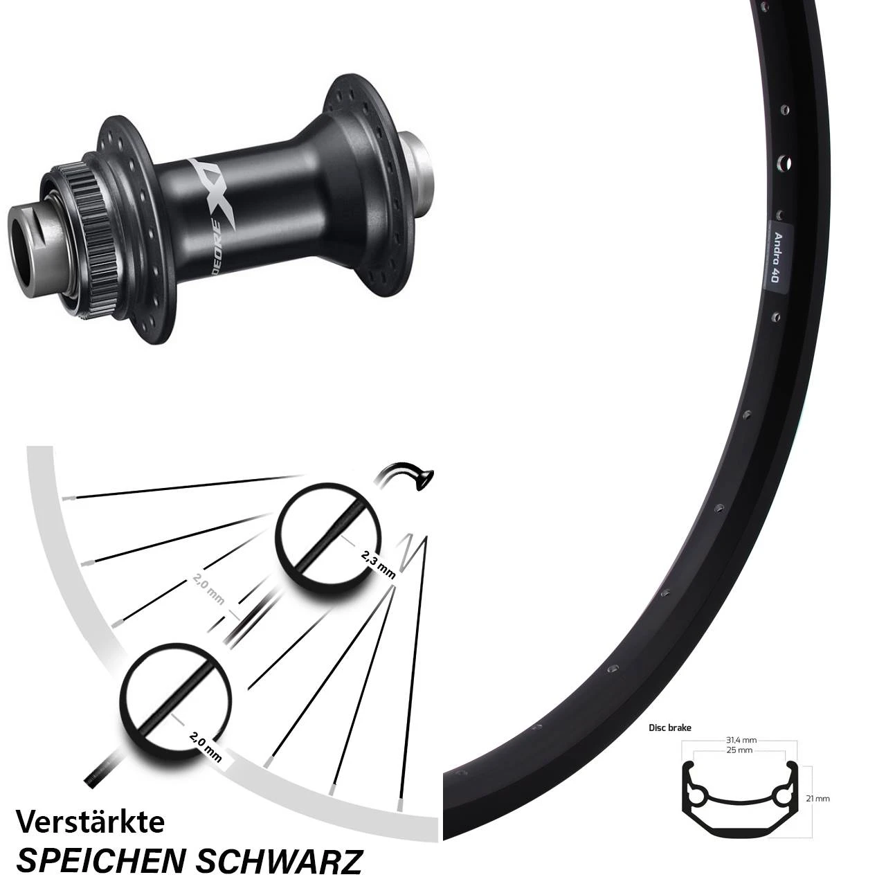 Vorderrad 29 Zoll Ryde Andra 40 Mit Shimano XT HB-M8110 Centerlock 3 Vorderrad 29 Zoll Ryde Andra 40 Mit Shimano XT HB-M8110 Centerlock