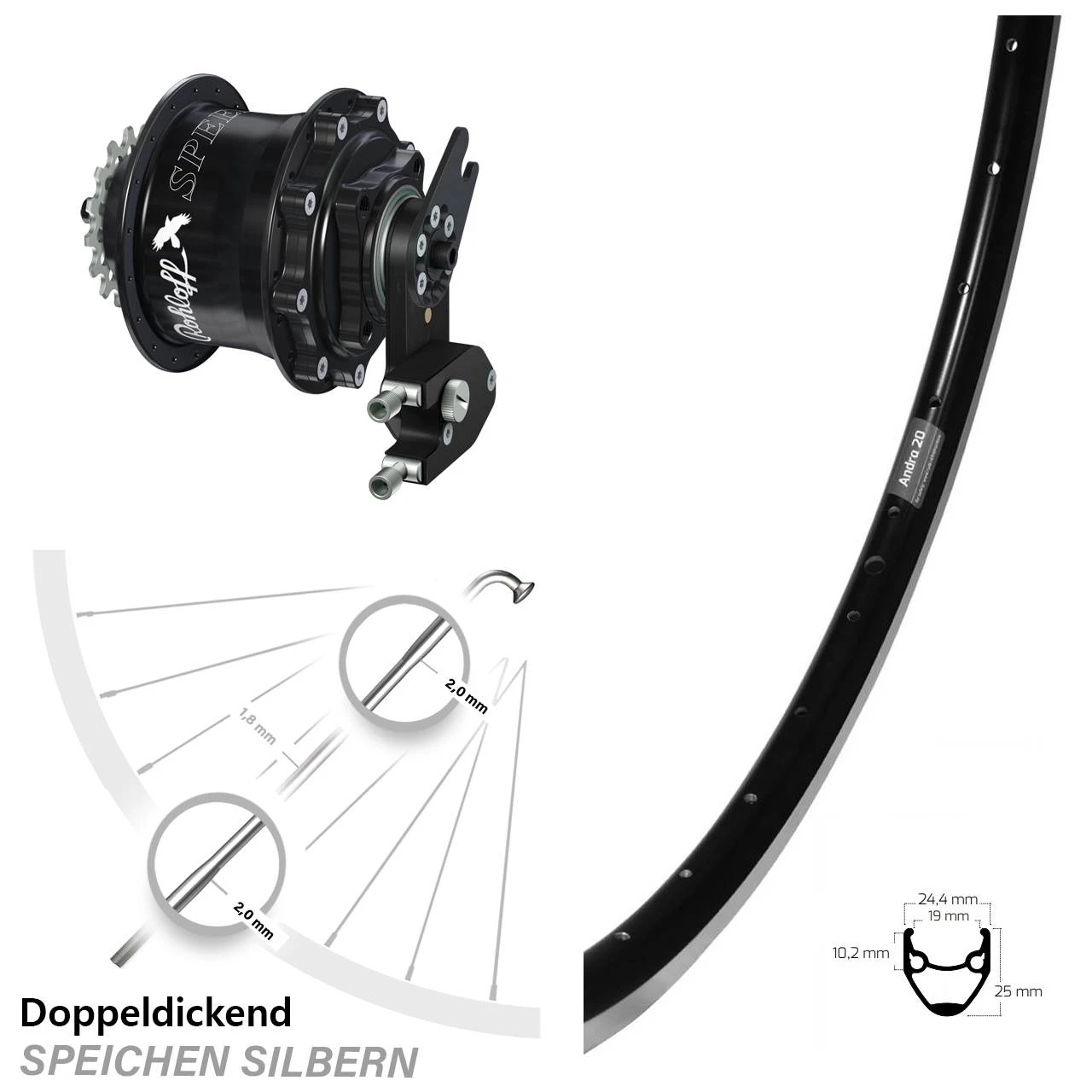 28 Zoll Rohloff Speedhub 500/14 Hinterrad Ryde Andra 20 3 28 Zoll Rohloff Speedhub 500/14 Hinterrad Ryde Andra 20