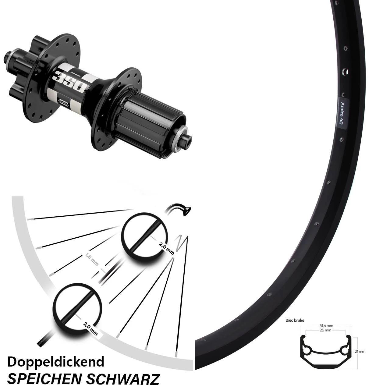 Ryde Andra 40 Disc Hinterrad 26 Zoll Mit DT Swiss 350 3 Ryde Andra 40 Disc Hinterrad 26 Zoll Mit DT Swiss 350