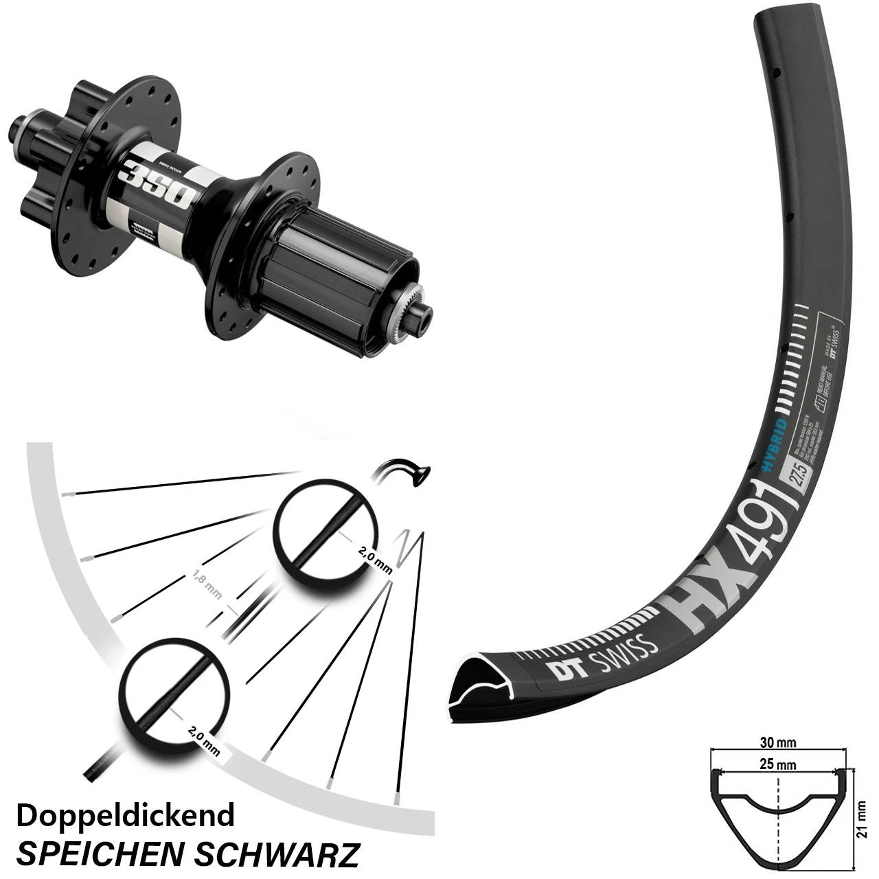 Dt-swiss DT Swiss 350 HX 491 Scheibenbrems-Hinterrad 27,5 Zoll 3 Dt-swiss DT Swiss 350 HX 491 Scheibenbrems-Hinterrad 27,5 Zoll
