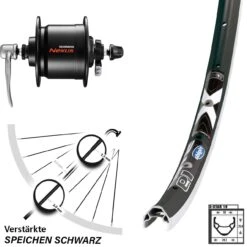 24 Zoll Shimano Nabendynamolaufrad Ryde X-Star 19 Schwarz