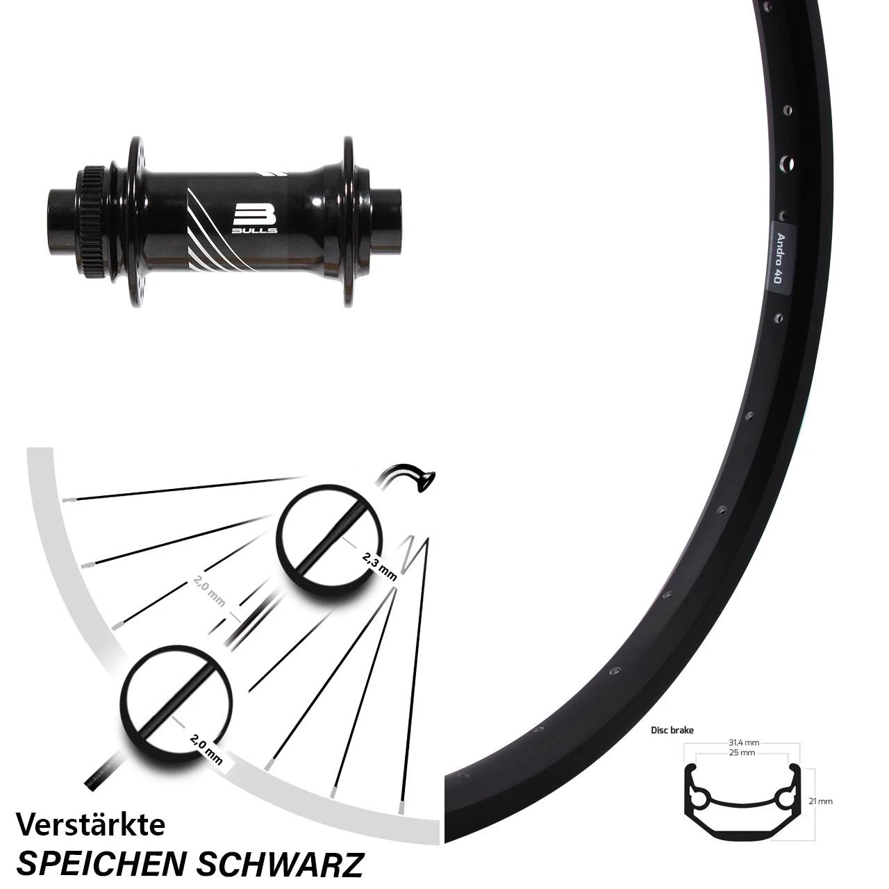 Vorderrad Fahrrad 27,5 Zoll Ryde Andra 40 Formula Boost 3 Vorderrad Fahrrad 27,5 Zoll Ryde Andra 40 Formula Boost