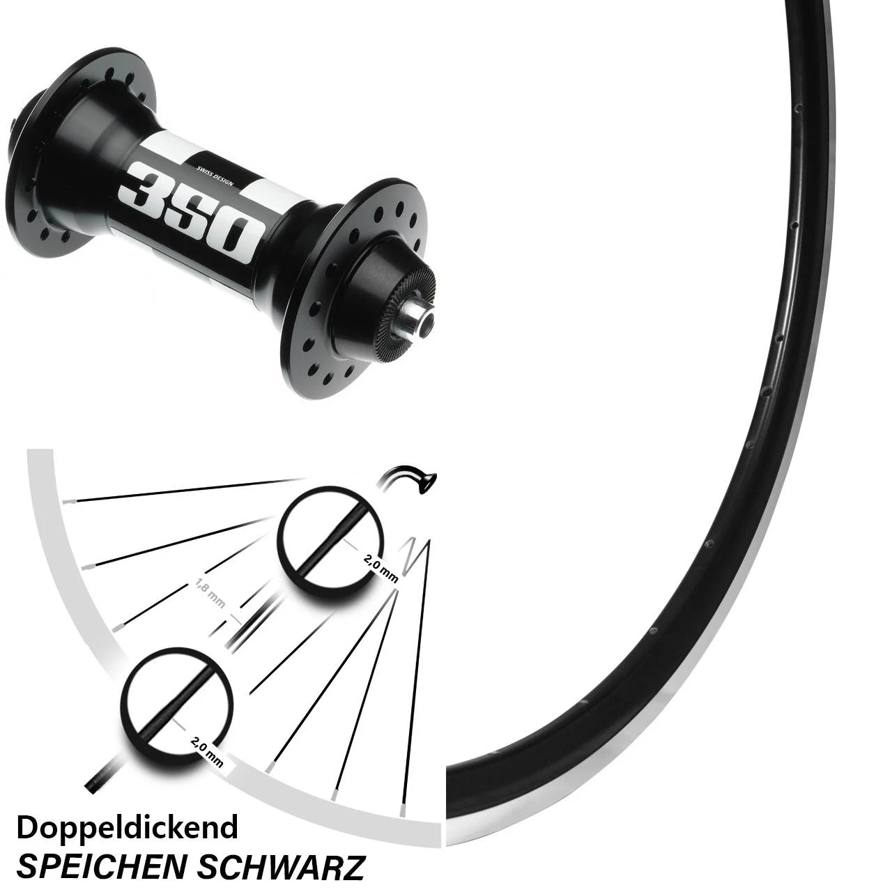 DT Swiss 350 Ryde DP 16 Rennrad Vorderrad 28 Zoll 3 DT Swiss 350 Ryde DP 16 Rennrad Vorderrad 28 Zoll