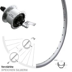 26 Zoll Vorderrad Ryde Zac 421 Shimano Alfine DH-S501 6V-3W Disc Centerlock Hohlachse