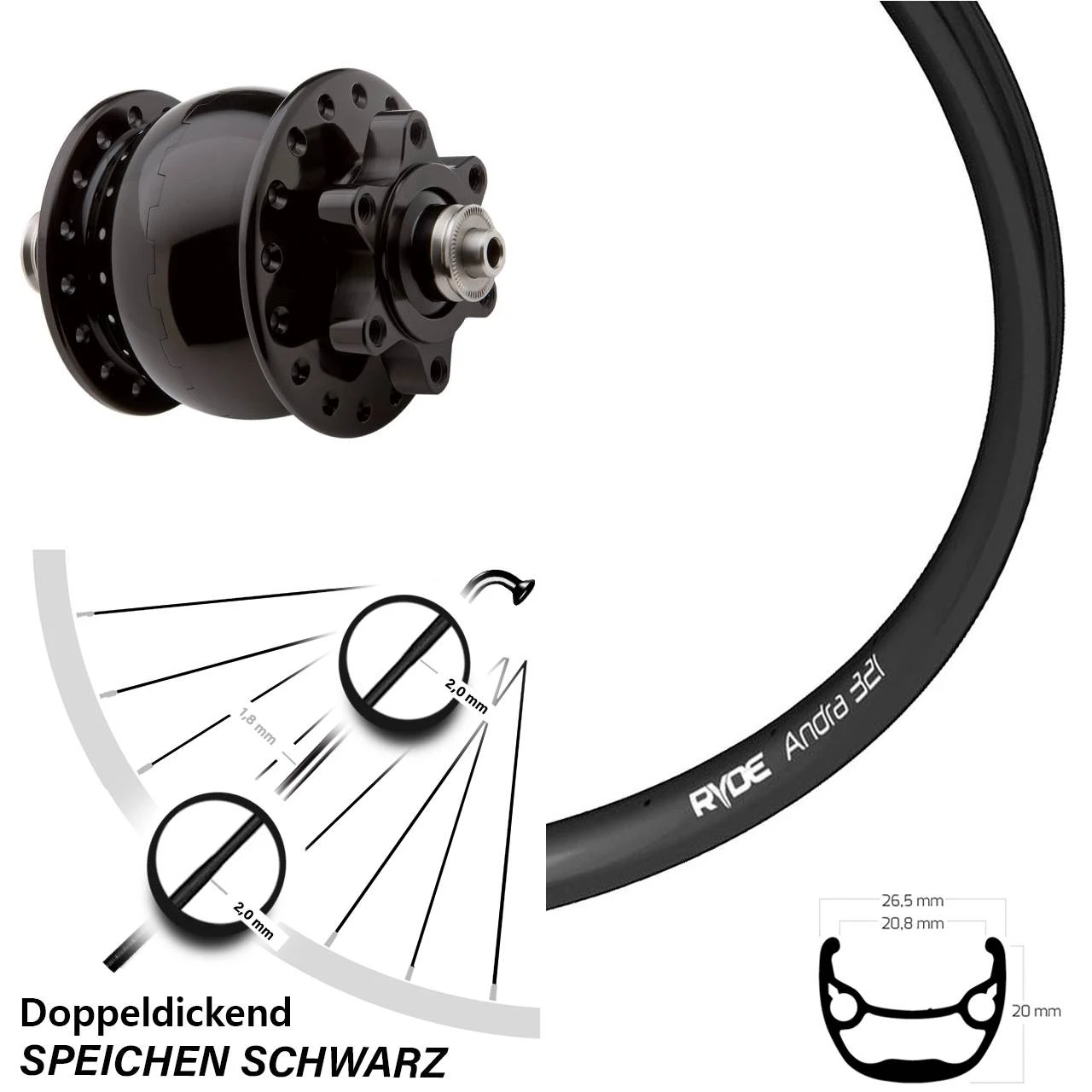 Vorderrad Ryde Andra 321 Disc Son 28-29 Zoll 3 Vorderrad Ryde Andra 321 Disc Son 28-29 Zoll
