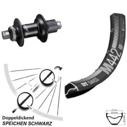 Dt-swiss Schwarzes 27,5 Zoll Hinterrad DT Swiss M 442 Mit Shimano Deore XT Boost Nabe