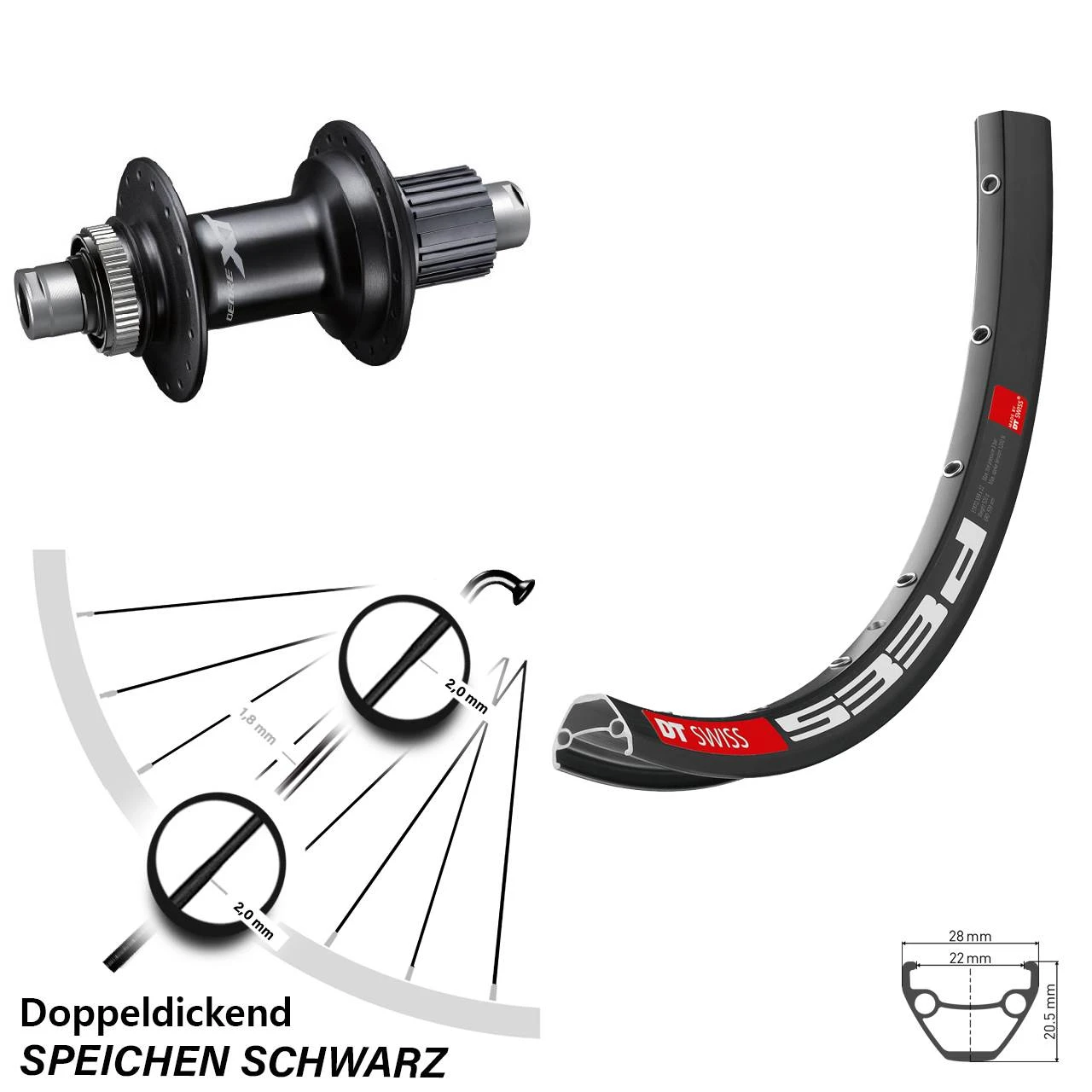 Dt-swiss 29 Zoll Hinterrad DT Swiss 533 D Shimano Deore XT Boost 3 Dt-swiss 29 Zoll Hinterrad DT Swiss 533 D Shimano Deore XT Boost