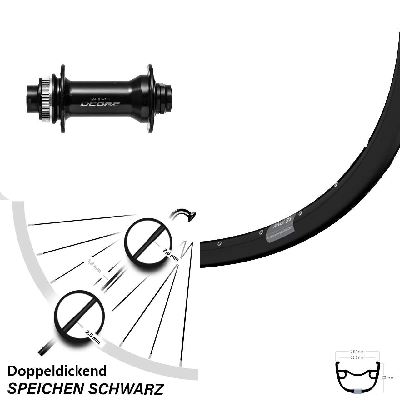 Ryde Rival 23 Vorderrad 29 Zoll Mit Shimano Deore HB-M6010 3 Ryde Rival 23 Vorderrad 29 Zoll Mit Shimano Deore HB-M6010