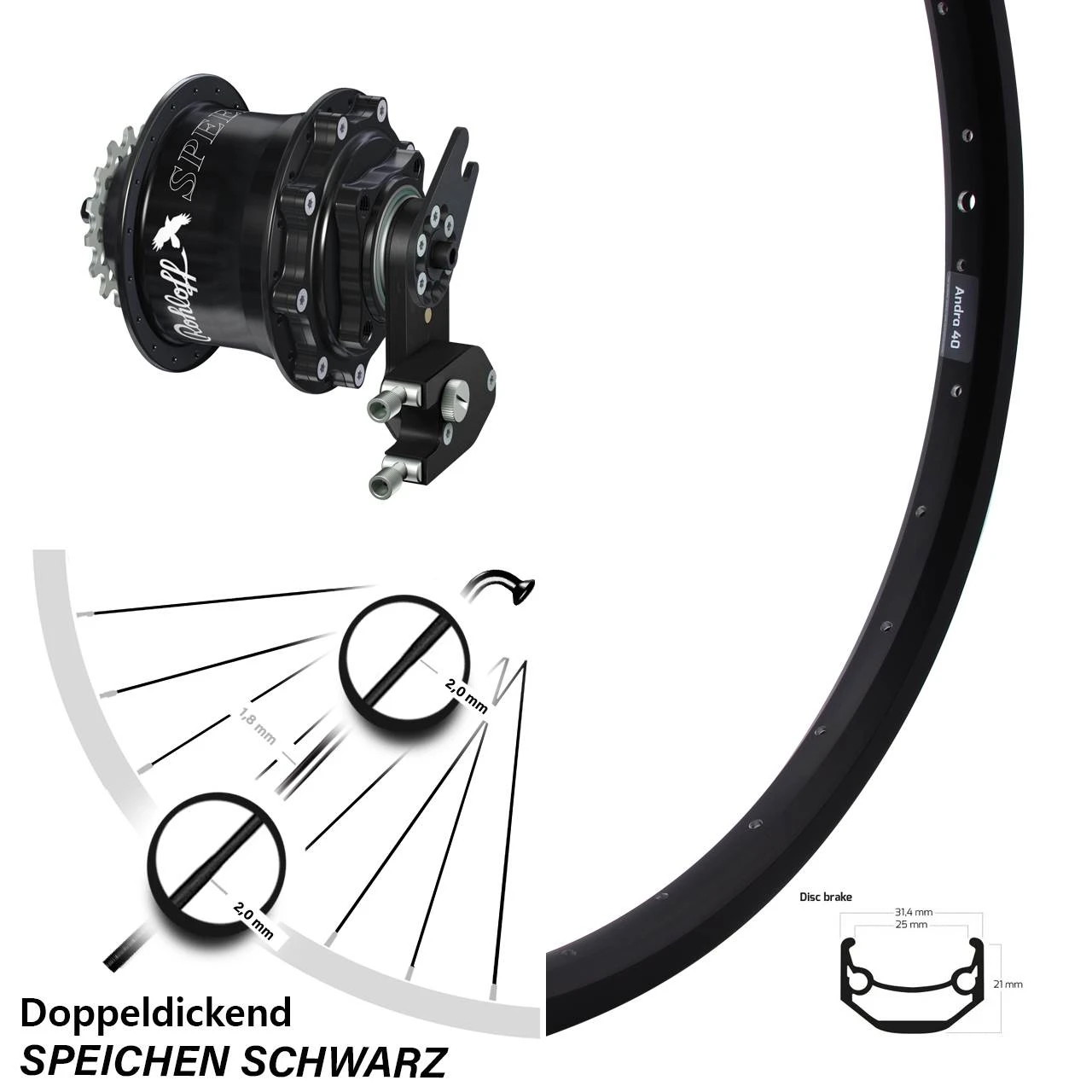 27,5 Zoll Rohloff Hinterrad Speedhub CC DB OEM2 Schwarz Ryde Andra 40 3 27,5 Zoll Rohloff Hinterrad Speedhub CC DB OEM2 Schwarz Ryde Andra 40