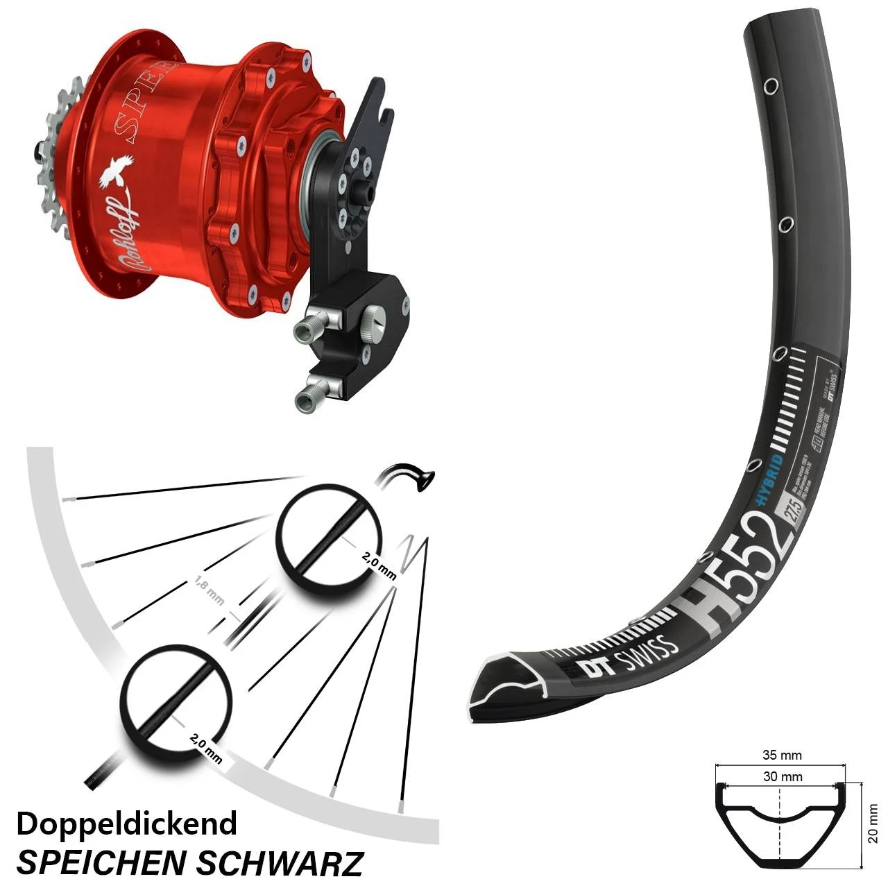 Dt-swiss 27,5 Zoll Rohloff 500/14 CC OEM2 Rot DT Swiss H 552 Disc 3 Dt-swiss 27,5 Zoll Rohloff 500/14 CC OEM2 Rot DT Swiss H 552 Disc