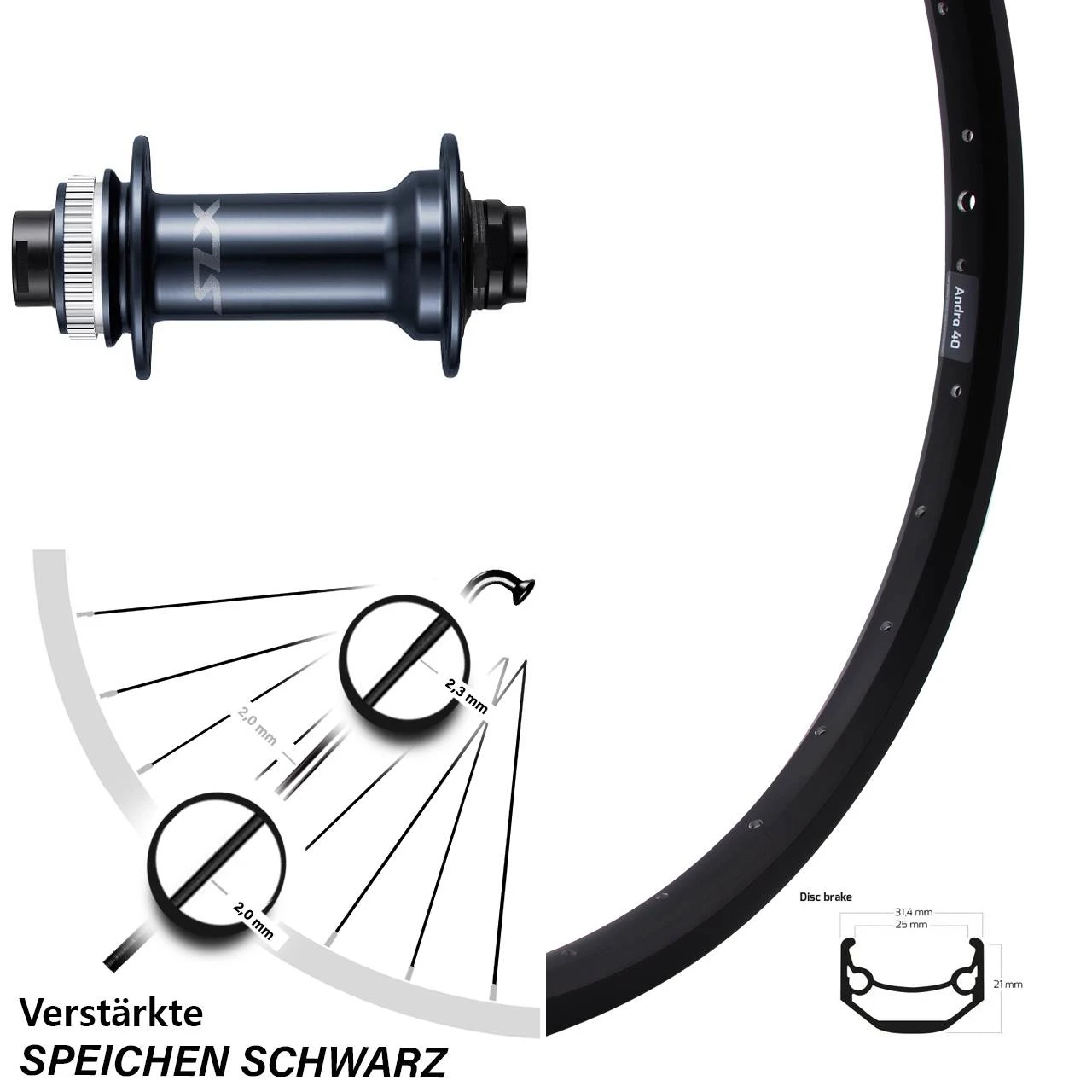 27,5 Zoll Boost Vorderrad Shimano HB-M7110-B Ryde Andra 40 Disc Centerlock 3 27,5 Zoll Boost Vorderrad Shimano HB-M7110-B Ryde Andra 40 Disc Centerlock