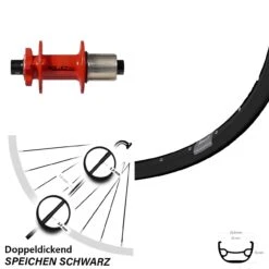 27,5 Zoll Hinteres Rad Ryde Rival 21 Mit XLC Evo Nabe Rot