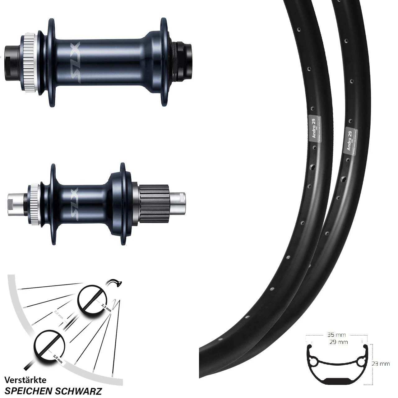 29 Zoll Laufradsatz Boost Shimano SLX Andra 29 3 29 Zoll Laufradsatz Boost Shimano SLX Andra 29