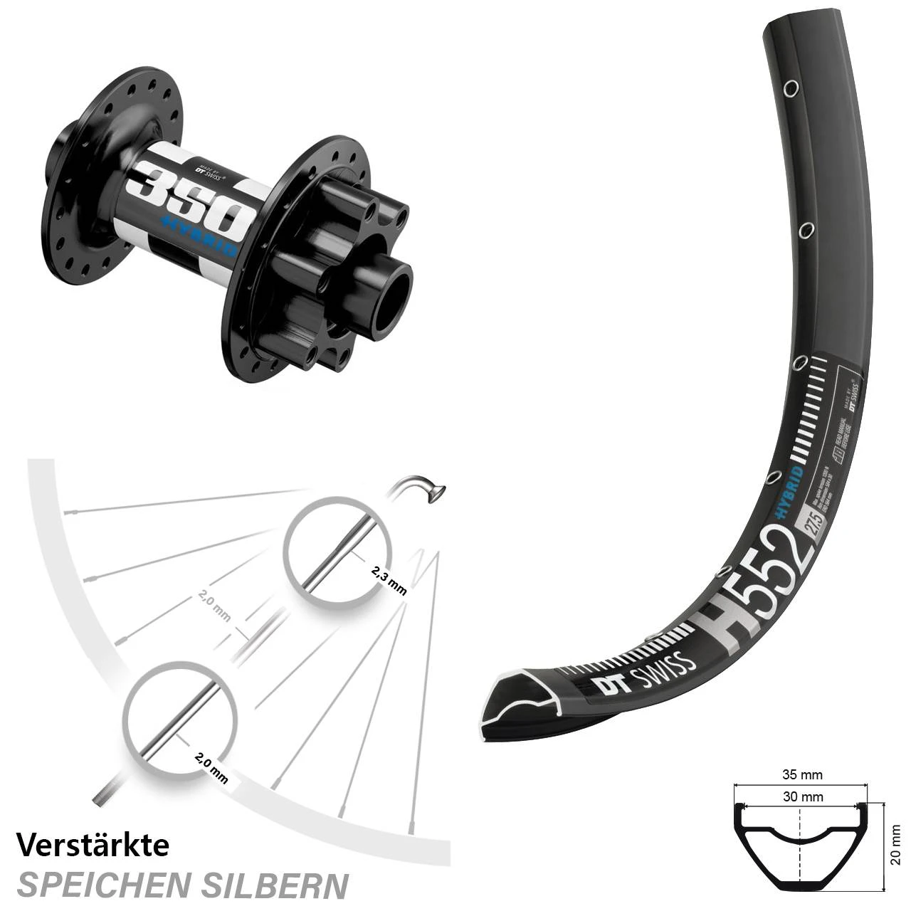 Dt-swiss Vorderrad 29 Zoll DT Swiss H 552 Und 350 Hybrid Nabe Boost 3 Dt-swiss Vorderrad 29 Zoll DT Swiss H 552 Und 350 Hybrid Nabe Boost