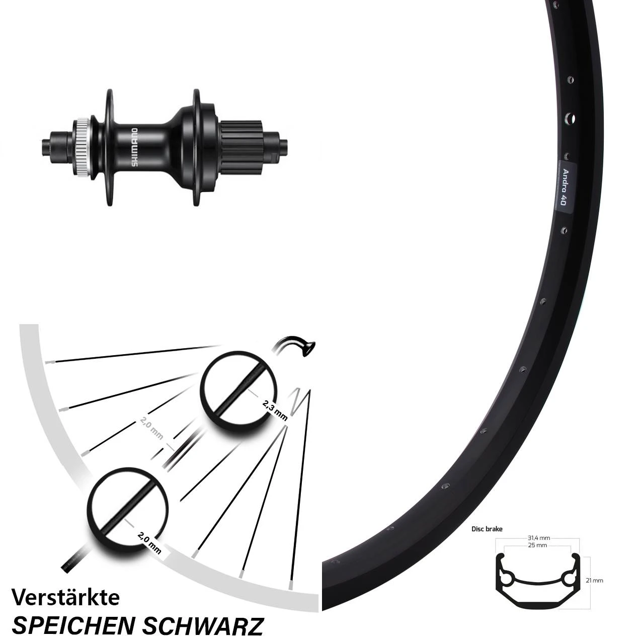 Hinterrad 27,5 Zoll Ryde Andra 40 Disc Shimano FH-MT500 Microspline 3 Hinterrad 27,5 Zoll Ryde Andra 40 Disc Shimano FH-MT500 Microspline