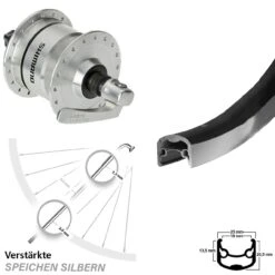 Vorderrad 28 Zoll Ryde Andra 30 Schwarz Shimano DH3N72 Nabendynamo