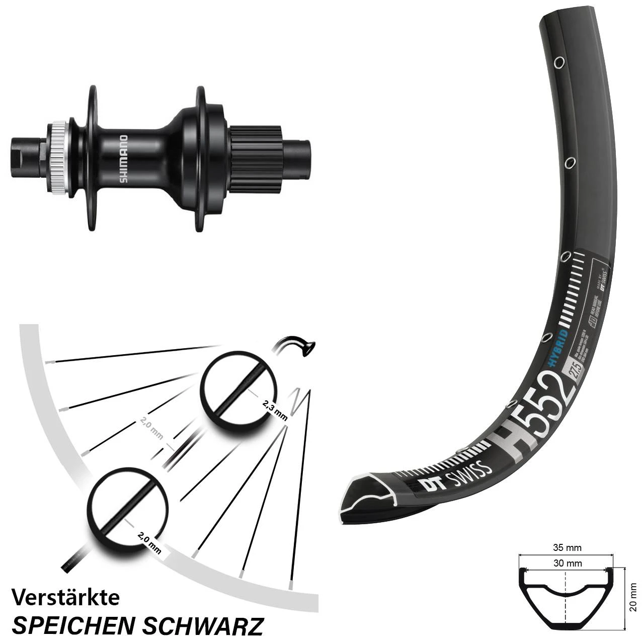 Dt-swiss DT Swiss H 552 Hinterrad 29 Zoll Shimano FH-MT510 Microspline 3 Dt-swiss DT Swiss H 552 Hinterrad 29 Zoll Shimano FH-MT510 Microspline