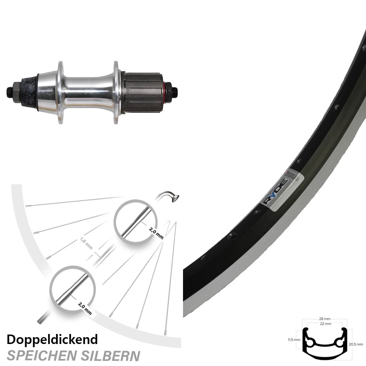 26 Zoll Hinterrad Novatec HR F362 TSE Silbern Ryde Andra 35 3 26 Zoll Hinterrad Novatec HR F362 TSE Silbern Ryde Andra 35