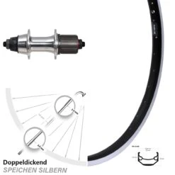 Hinterrad 27,5 Zoll Ryde Andra 40 Felgenbremse Mit Novatec HR F362 TSE Silbern