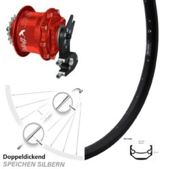 Hinterrad 20 Zoll Rohloff Speedhub 500/14 OEM Rot Andra 40